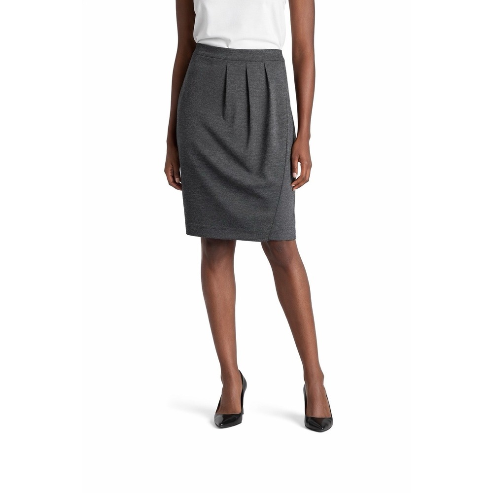 Banana Republic Skirt‎ Women's 2 Charcoal Ponte Knit Faux Wrap Pleated Work